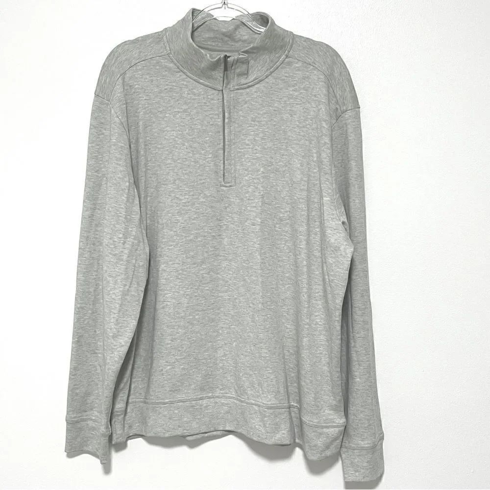 Tommy Bahama Martinique Half Zip XL Light Heather Gray 100% Pima Cotton